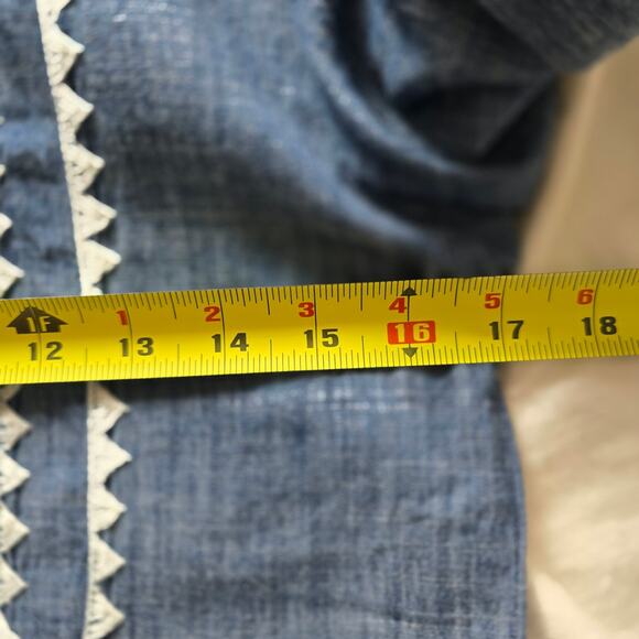 Banjanan Denim Chambray Tunic Mini Dress Size XS Long Sleeve Boho Cottage - Picture 8 of 9